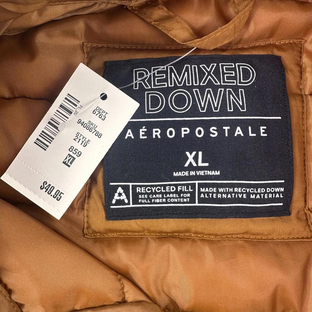 Aeropostale Remixed Down Alternative Puffer Vest Mens XL Burnt Orange NWT - Picture 2 of 6